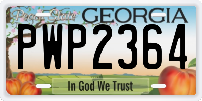 GA license plate PWP2364