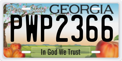 GA license plate PWP2366