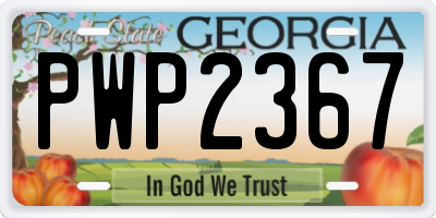 GA license plate PWP2367