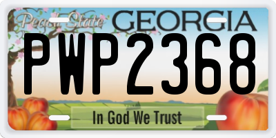 GA license plate PWP2368