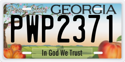 GA license plate PWP2371