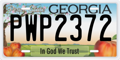 GA license plate PWP2372