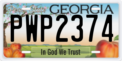 GA license plate PWP2374