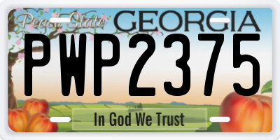 GA license plate PWP2375
