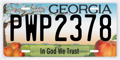 GA license plate PWP2378