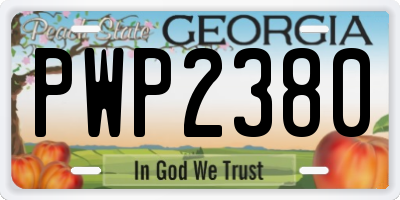 GA license plate PWP2380