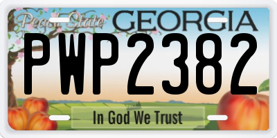 GA license plate PWP2382