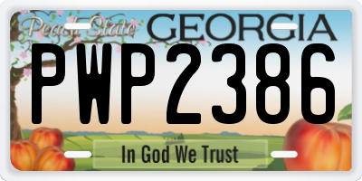 GA license plate PWP2386