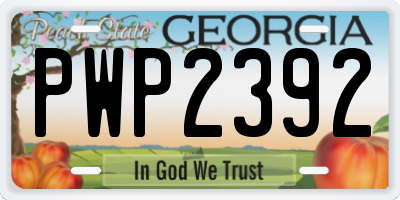 GA license plate PWP2392