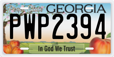 GA license plate PWP2394