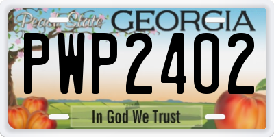GA license plate PWP2402