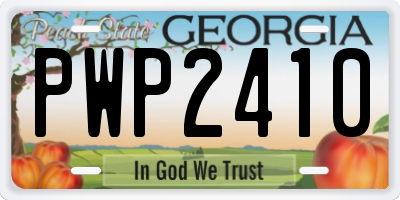 GA license plate PWP2410