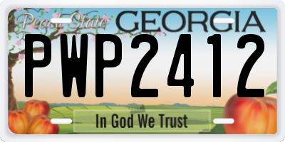 GA license plate PWP2412