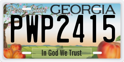GA license plate PWP2415