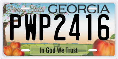 GA license plate PWP2416