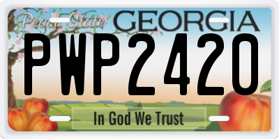GA license plate PWP2420