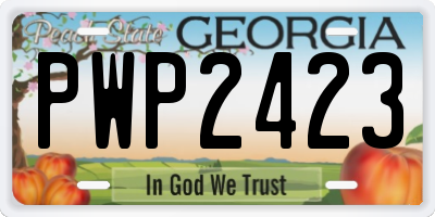 GA license plate PWP2423