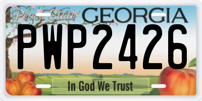 GA license plate PWP2426