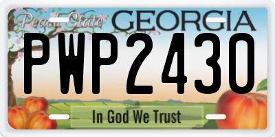GA license plate PWP2430