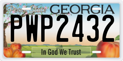 GA license plate PWP2432