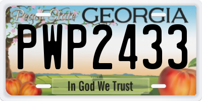 GA license plate PWP2433