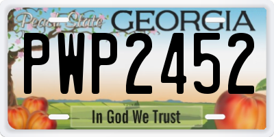 GA license plate PWP2452