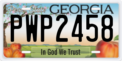 GA license plate PWP2458