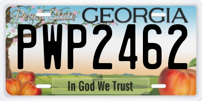 GA license plate PWP2462