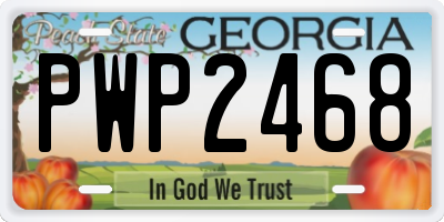 GA license plate PWP2468