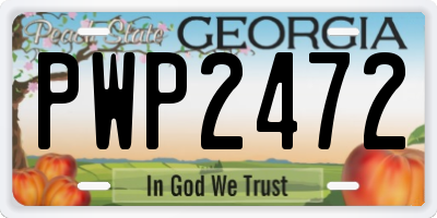 GA license plate PWP2472