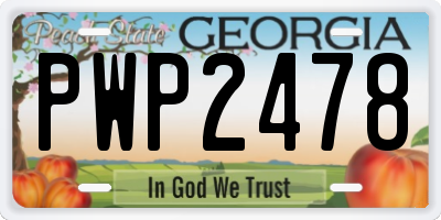 GA license plate PWP2478