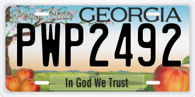 GA license plate PWP2492