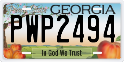 GA license plate PWP2494