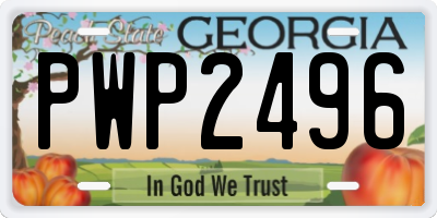 GA license plate PWP2496