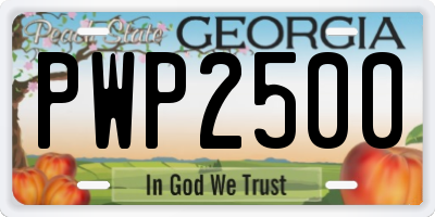GA license plate PWP2500