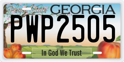 GA license plate PWP2505