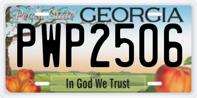 GA license plate PWP2506