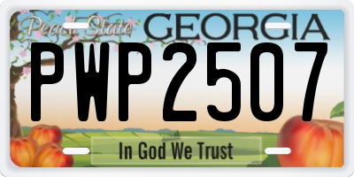 GA license plate PWP2507
