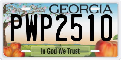 GA license plate PWP2510