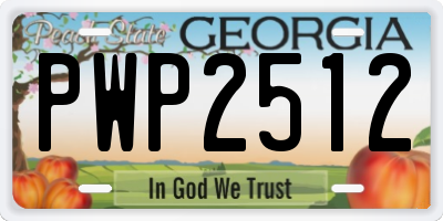 GA license plate PWP2512