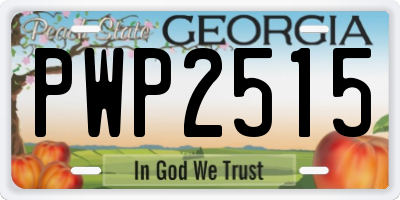 GA license plate PWP2515