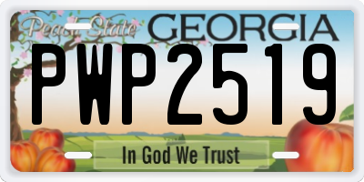 GA license plate PWP2519