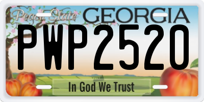 GA license plate PWP2520