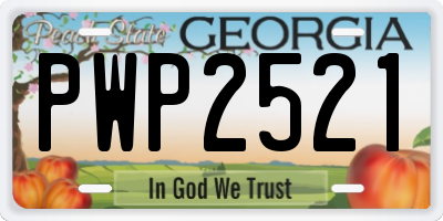 GA license plate PWP2521