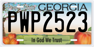 GA license plate PWP2523