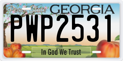 GA license plate PWP2531