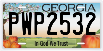 GA license plate PWP2532