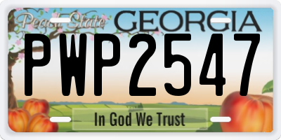 GA license plate PWP2547