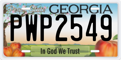 GA license plate PWP2549