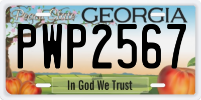 GA license plate PWP2567